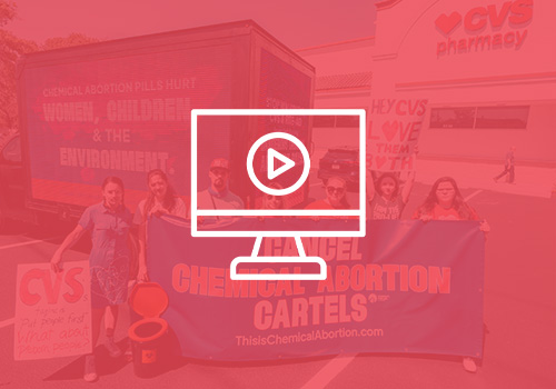 IPA_Docuseries_Icon_Cover A group of people holding a banner that rads, "CANCEL CHEMICAL ABORTION CARTELS."